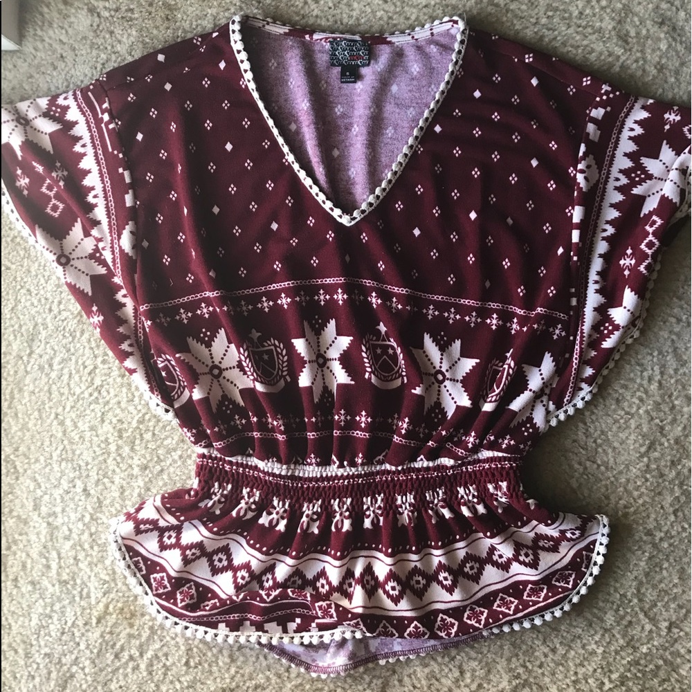 Maroon - thin material with cinched waist